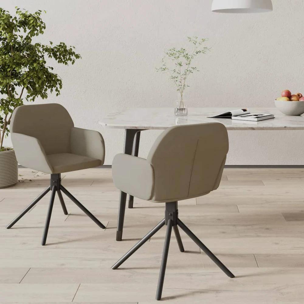 vidaXL Swivel Dining Chairs 2 pcs vidaXL Light Grey Velvet - Uncategorized Fabric Dining Chairs