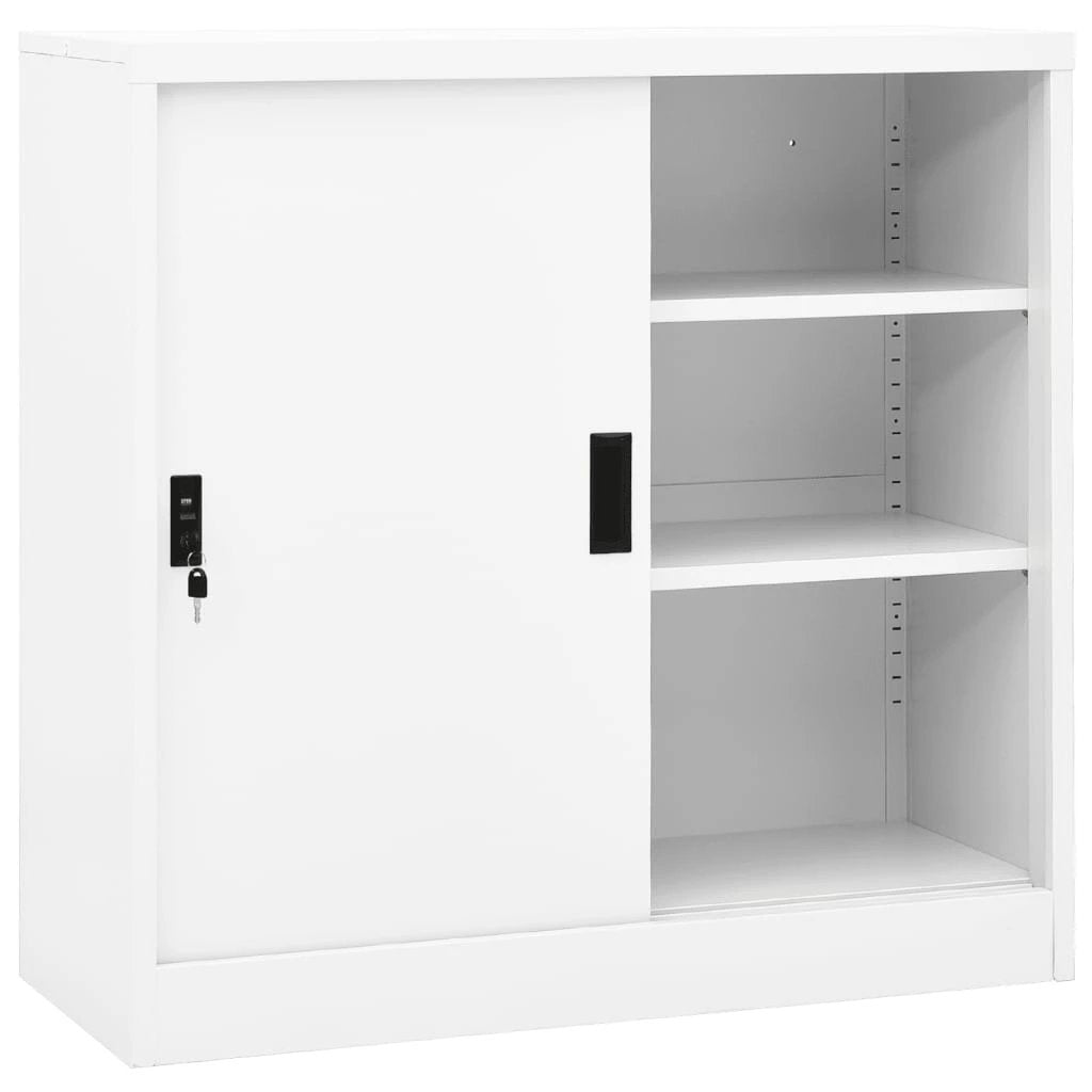 vidaXL Office Cabinet with Sliding Door White 90x40x90 cm Steel by vidaXL