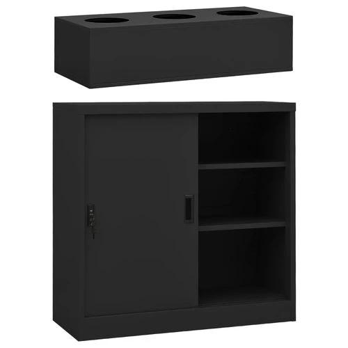 vidaXL vidaXL Office Cabinet with Sliding Door White 90x40x90 cm Steel - Uncategorized Filing Cabinet