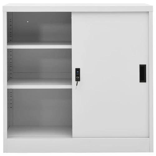 vidaXL vidaXL Office Cabinet with Sliding Door White 90x40x90 cm Steel - Uncategorized Filing Cabinet