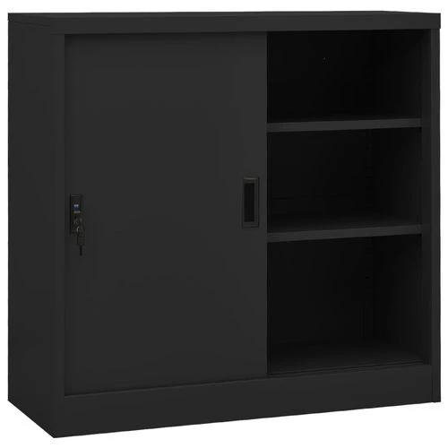 vidaXL vidaXL Office Cabinet with Sliding Door White 90x40x90 cm Steel - Uncategorized Filing Cabinet