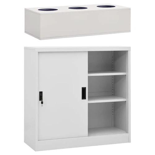 vidaXL Office Cabinet with Sliding Door White 90x40x90 cm Steel by vidaXL