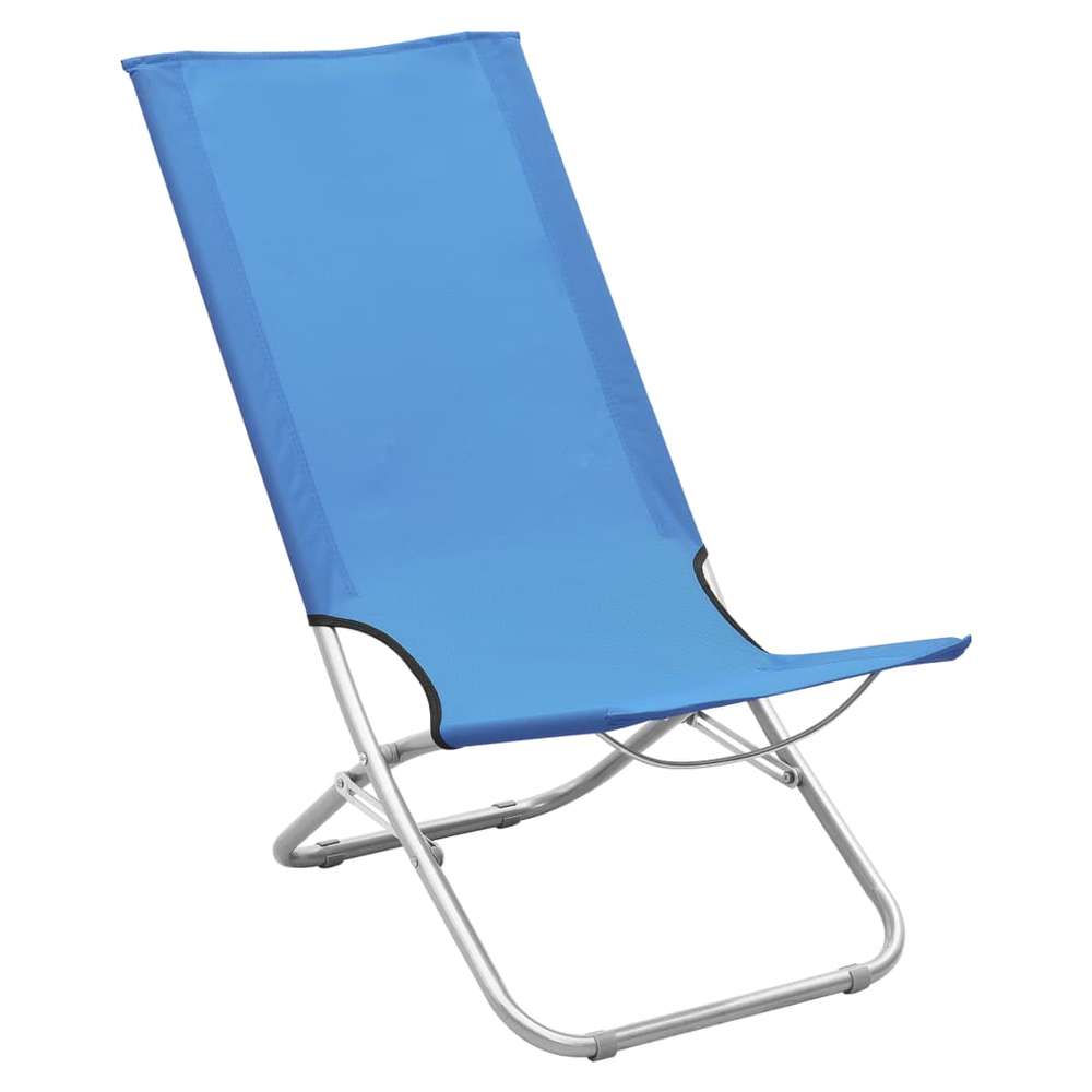 Folding Beach Chairs 2 pcs vidaXL Blue Fabric by vidaXL