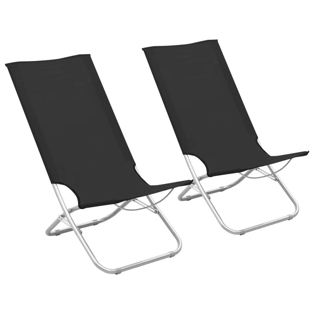 Folding Beach Chairs 2 pcs vidaXL Blue Fabric by vidaXL