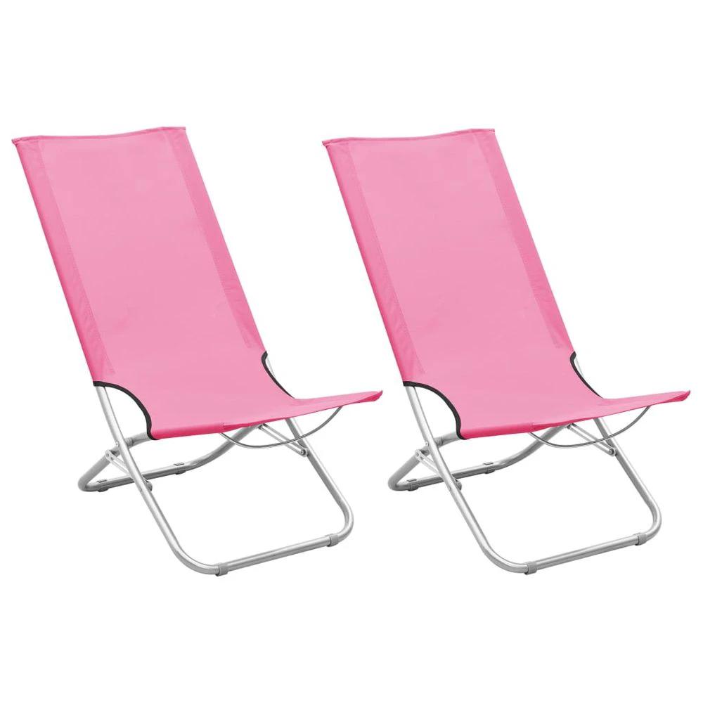 Folding Beach Chairs 2 pcs vidaXL Blue Fabric by vidaXL