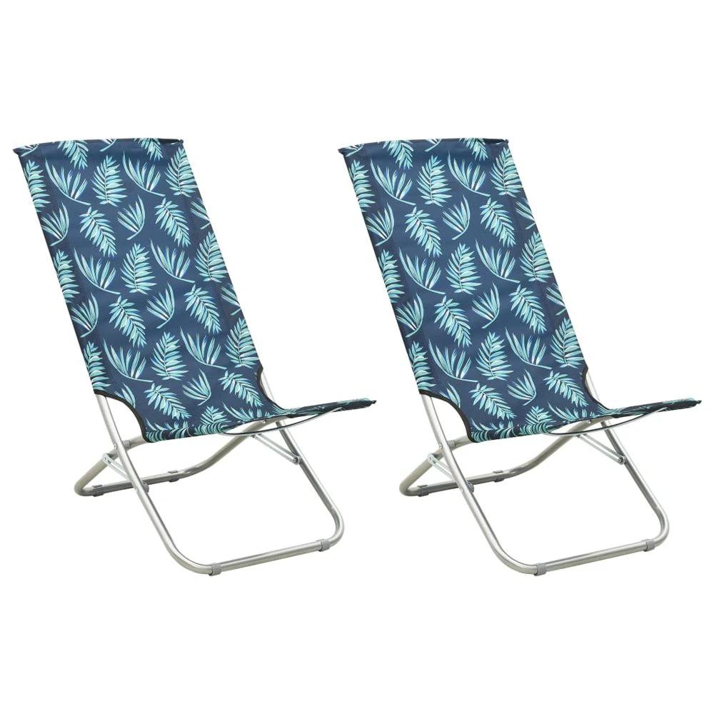 Folding Beach Chairs 2 pcs vidaXL Blue Fabric by vidaXL