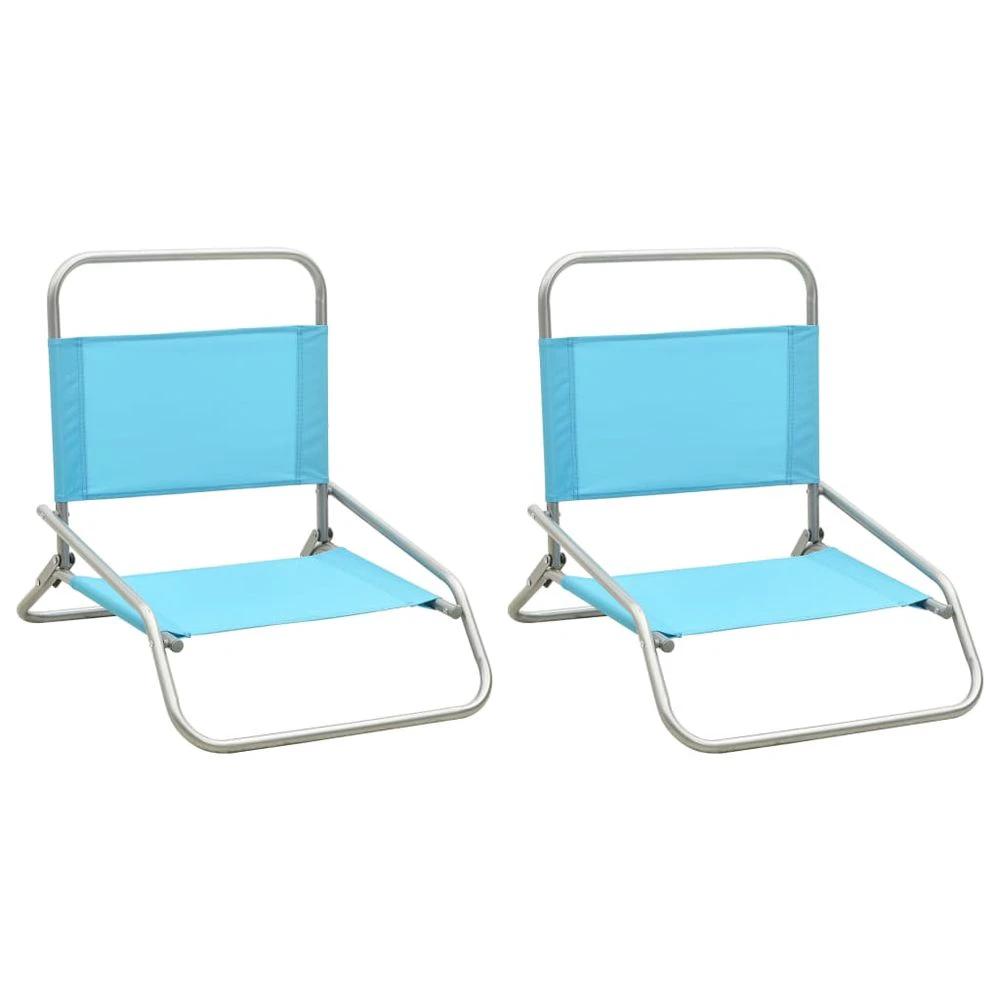 Folding Beach Chairs 2 pcs vidaXL Black Fabric by vidaXL