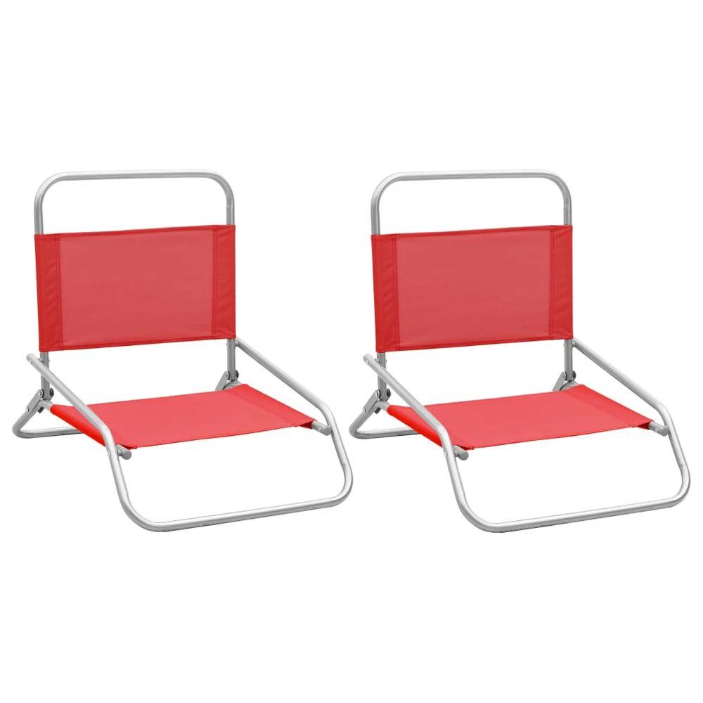 Folding Beach Chairs 2 pcs vidaXL Black Fabric by vidaXL