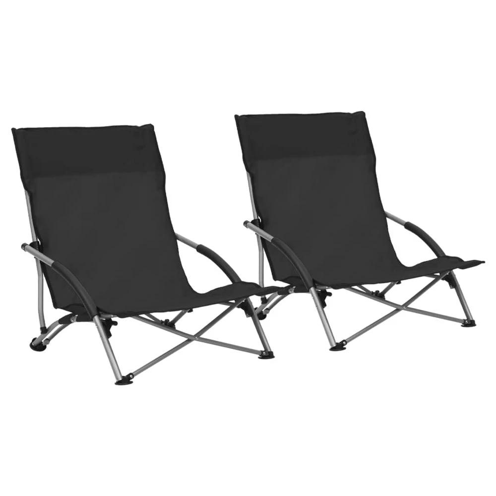 Folding Beach Chairs 2 pcs vidaXL Blue Fabric by vidaXL