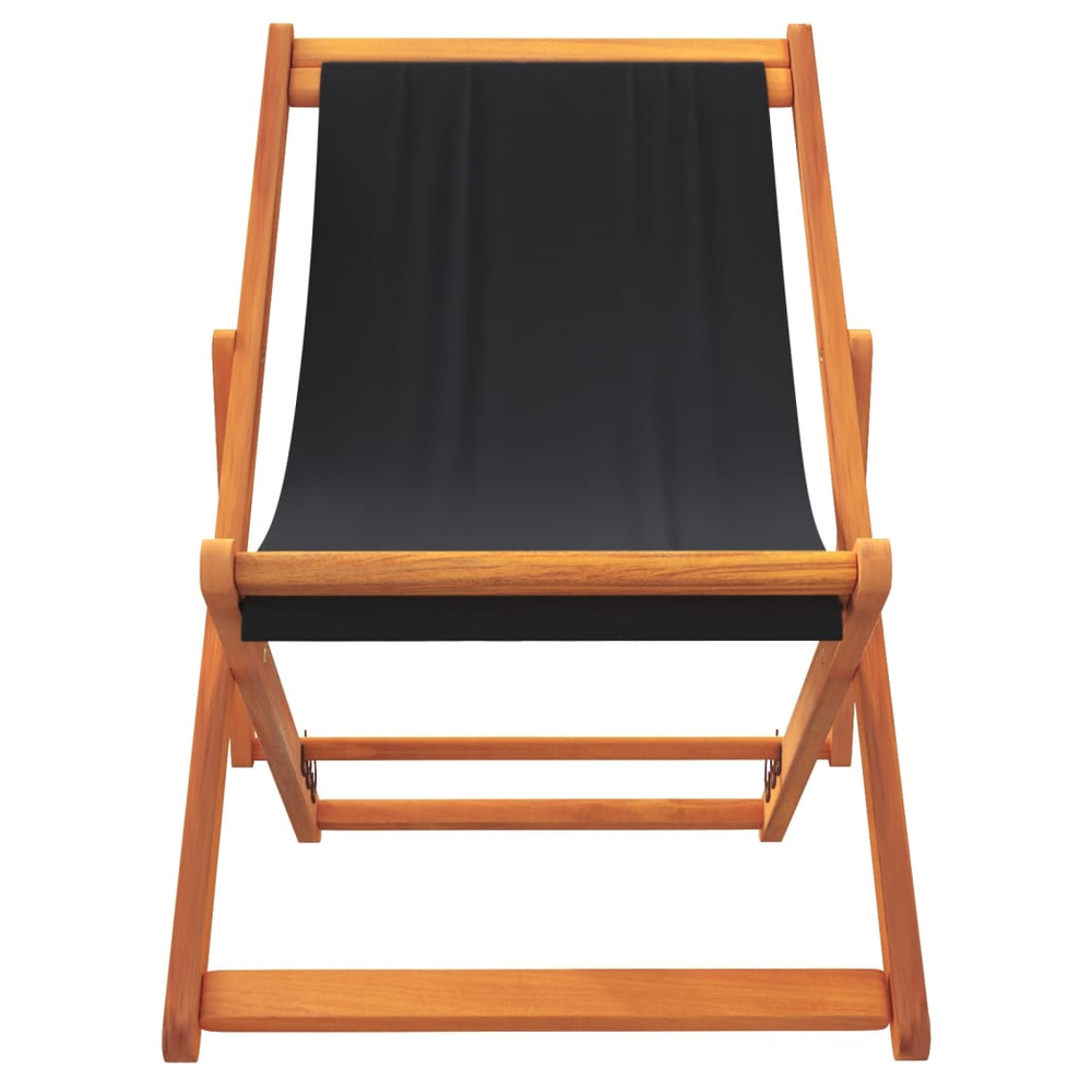 Folding Beach Chairs 2 pcs vidaXL Black Fabric by vidaXL