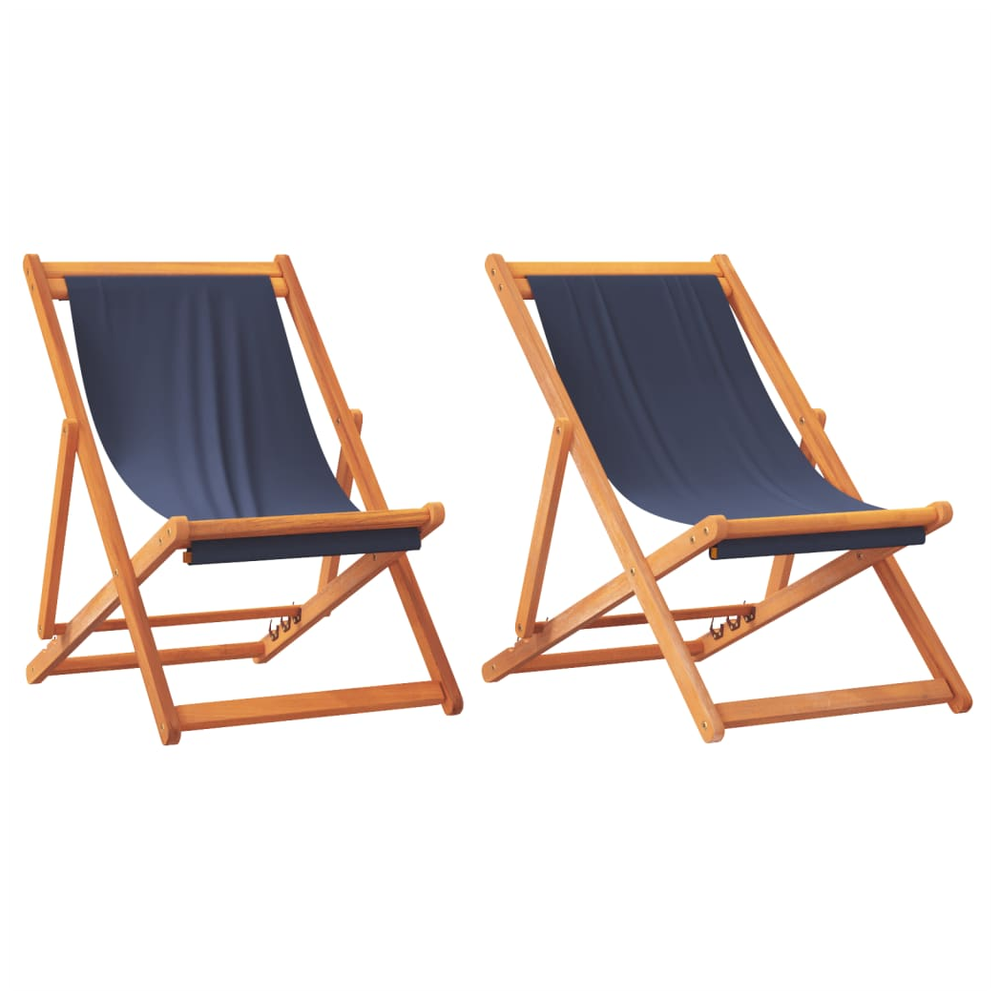 Folding Beach Chairs 2 pcs vidaXL Blue Fabric by vidaXL