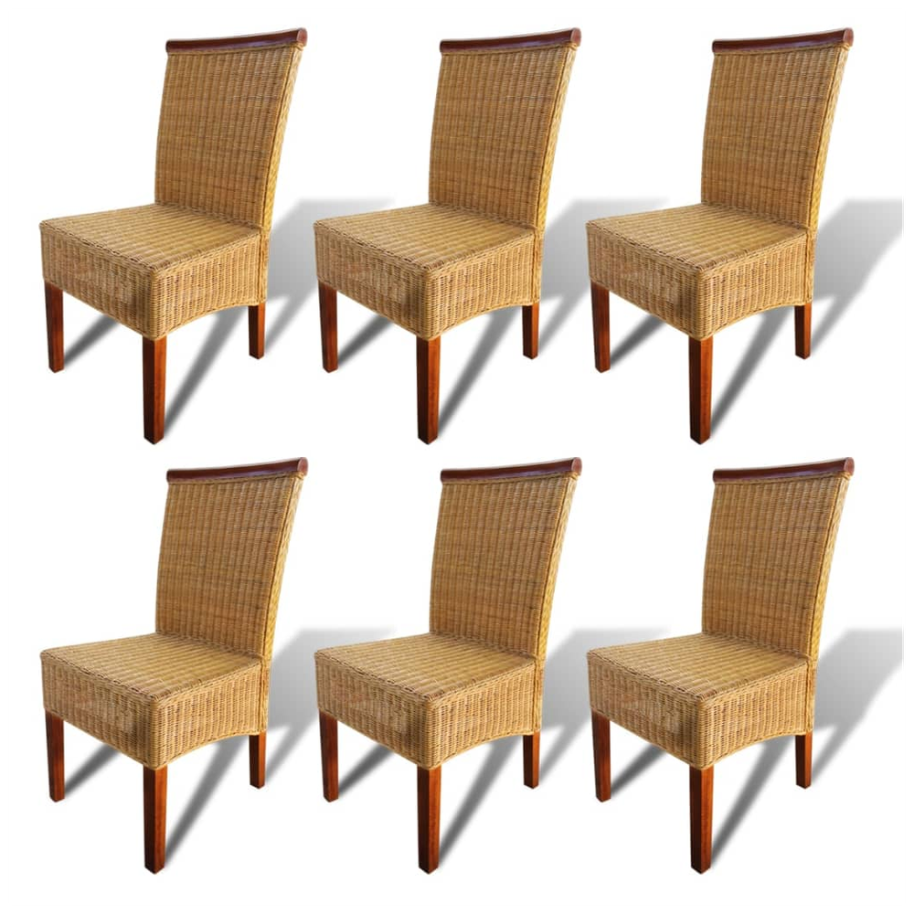 Dining Chairs 4 pcs vidaXL Brown Natural Rattan by vidaXL