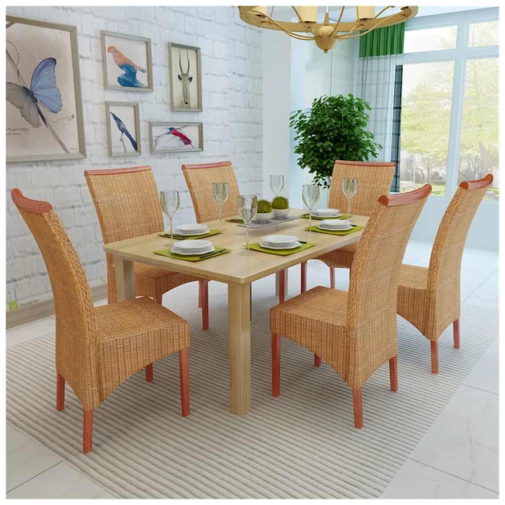 Dining Chairs 4 pcs vidaXL Brown Natural Rattan by vidaXL
