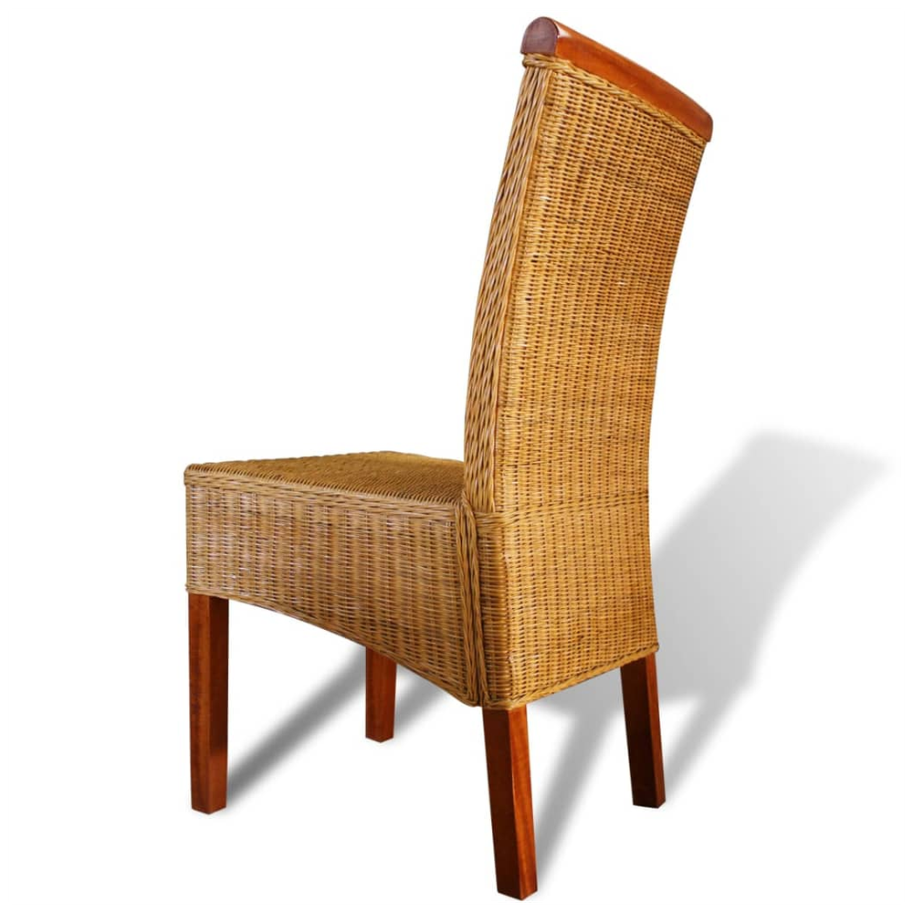 Dining Chairs 4 pcs vidaXL Brown Natural Rattan by vidaXL