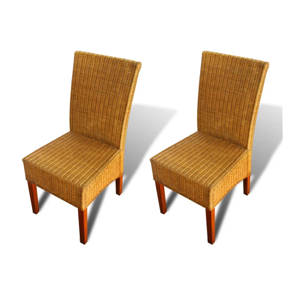 Dining Chairs 4 pcs vidaXL Brown Natural Rattan by vidaXL