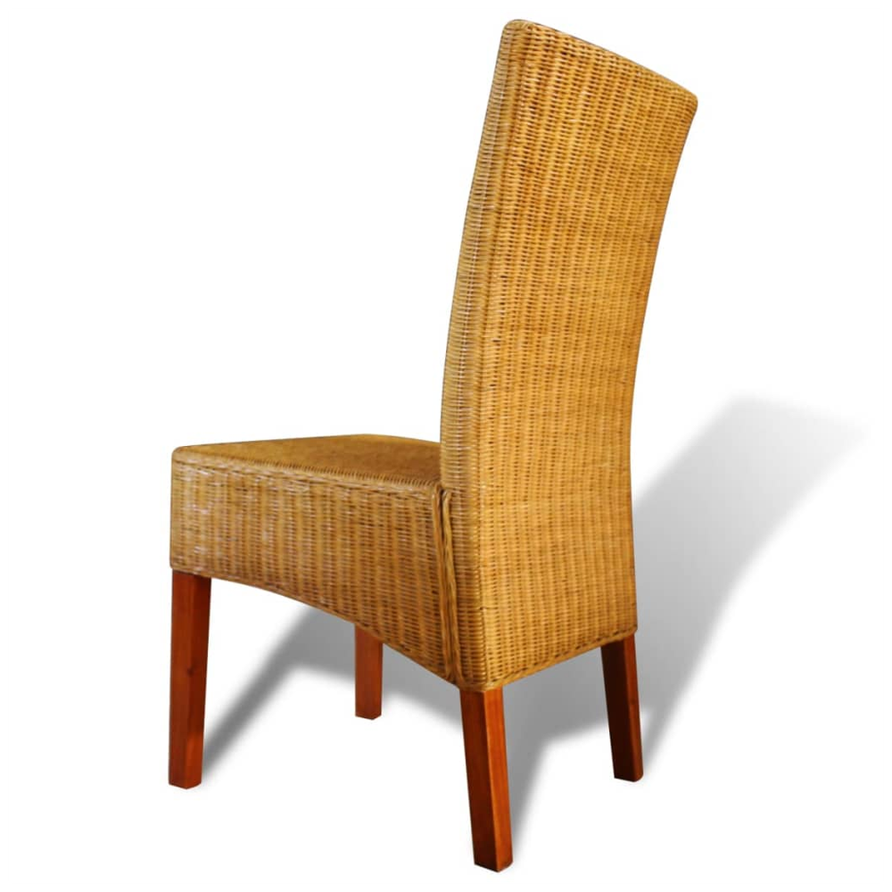 Dining Chairs 4 pcs vidaXL Brown Natural Rattan by vidaXL