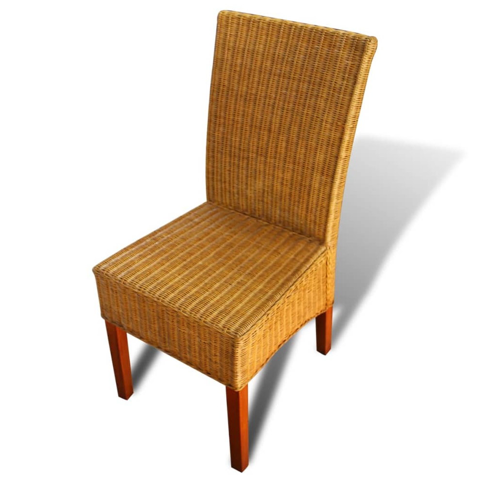 Dining Chairs 4 pcs vidaXL Brown Natural Rattan by vidaXL