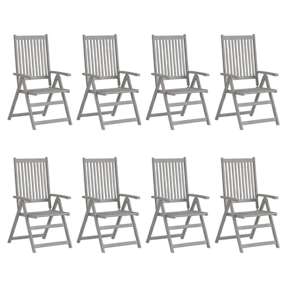 Garden Reclining Chairs 2 pcs vidaXL Grey Solid Acacia Wood by vidaXL