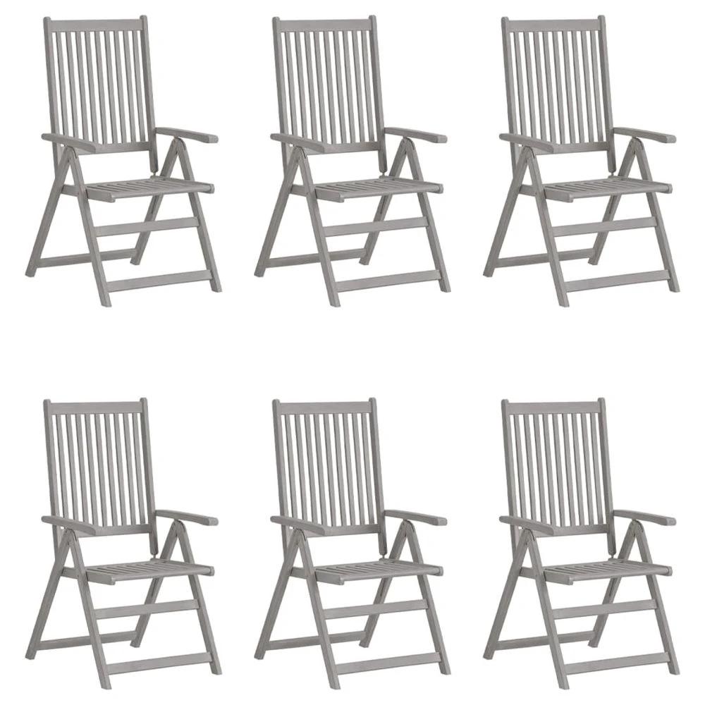 Garden Reclining Chairs 2 pcs vidaXL Grey Solid Acacia Wood by vidaXL