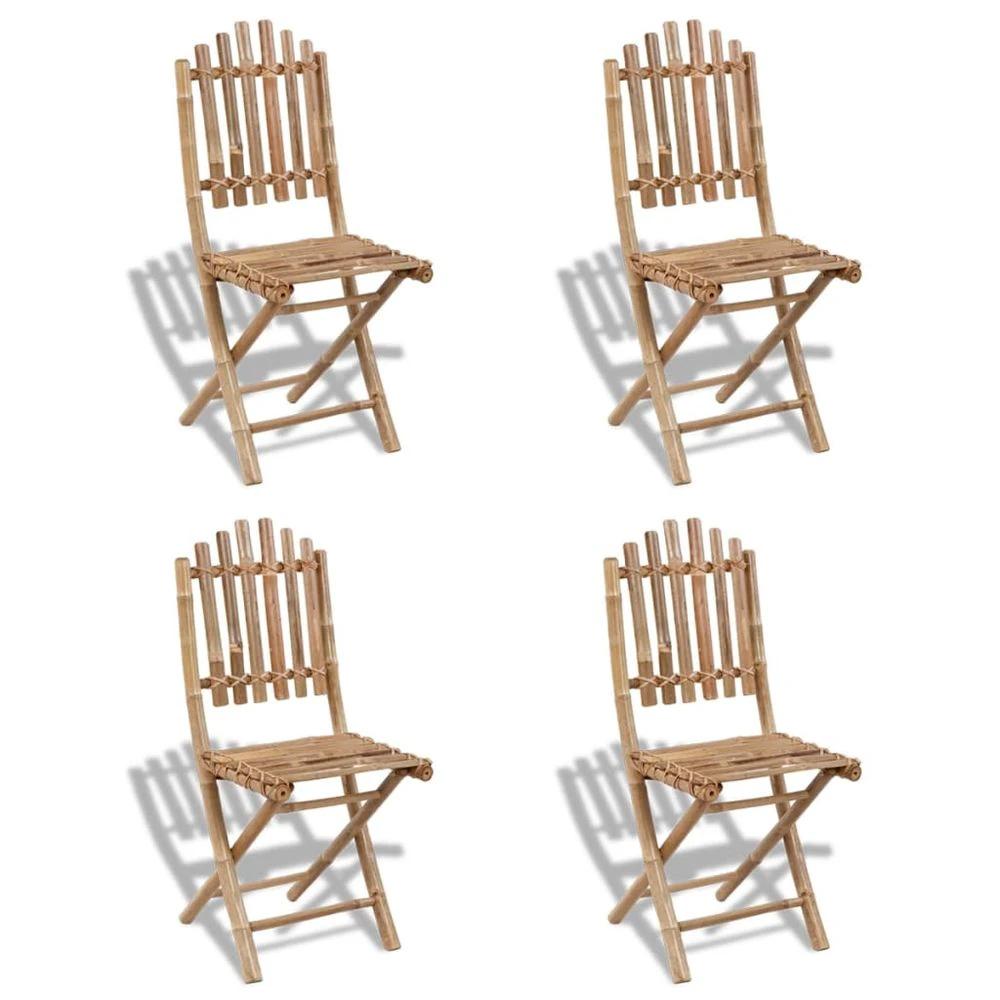 Foldable Outdoor Chairs vidaXL Bamboo 4 pcs by vidaXL
