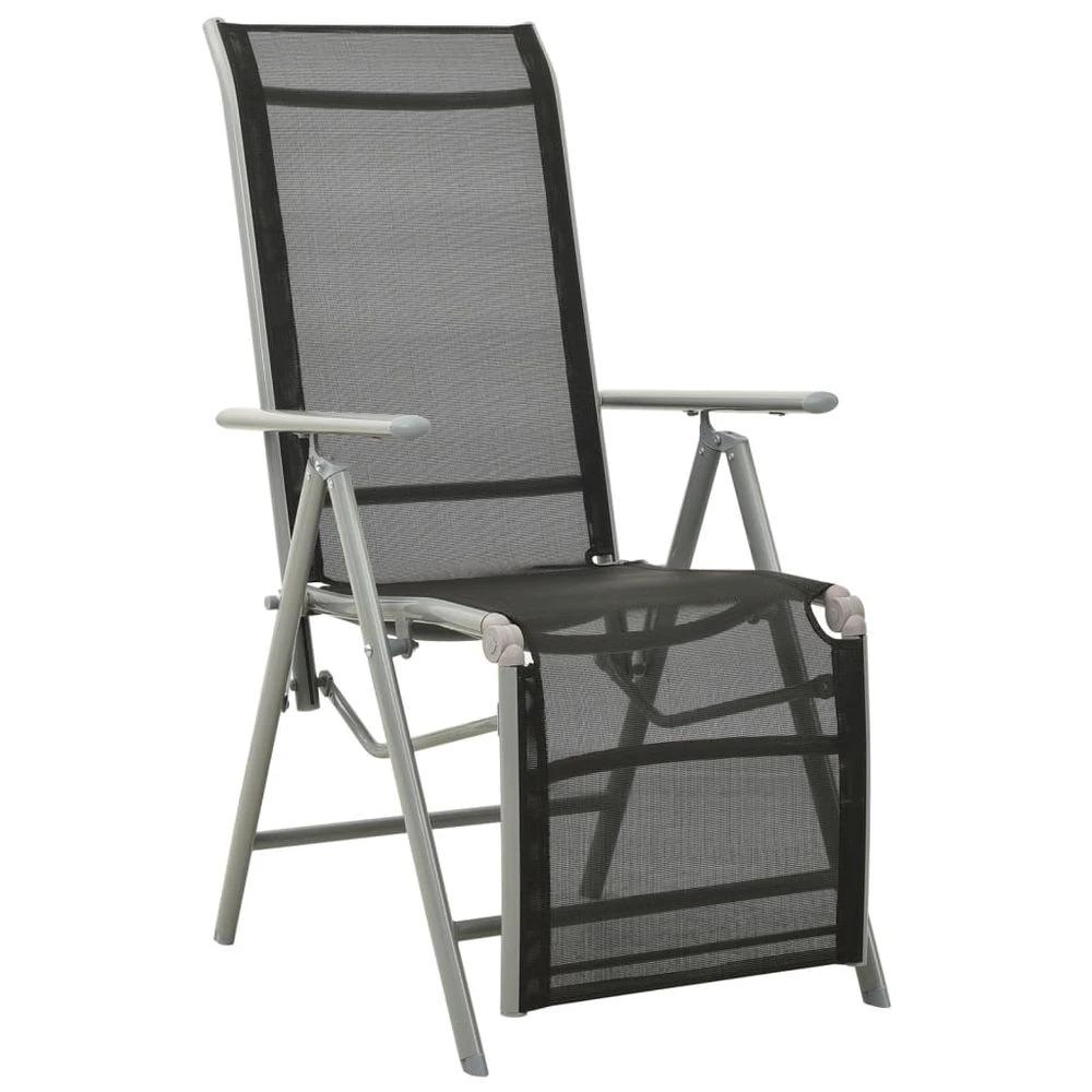 Reclining Garden Chairs 2pcs vidaXL Textilene and Aluminium Black by vidaXL