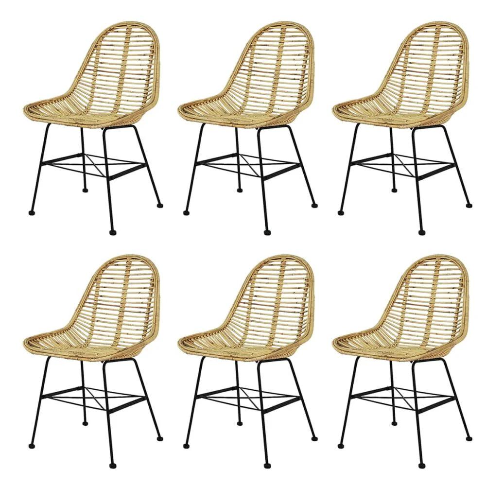 vidaXL Dining Chairs 6 pcs vidaXL Natural Rattan - Uncategorized Garden Chairs