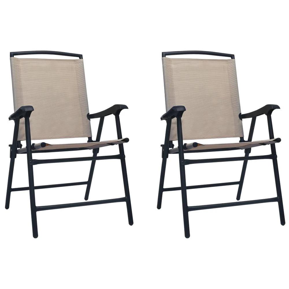 Folding Garden Chairs 2 pcs vidaXL Texilene Grey by vidaXL