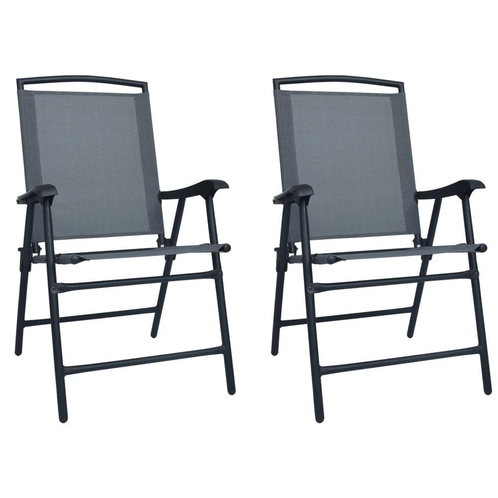 Folding Garden Chairs 2 pcs vidaXL Texilene Grey by vidaXL