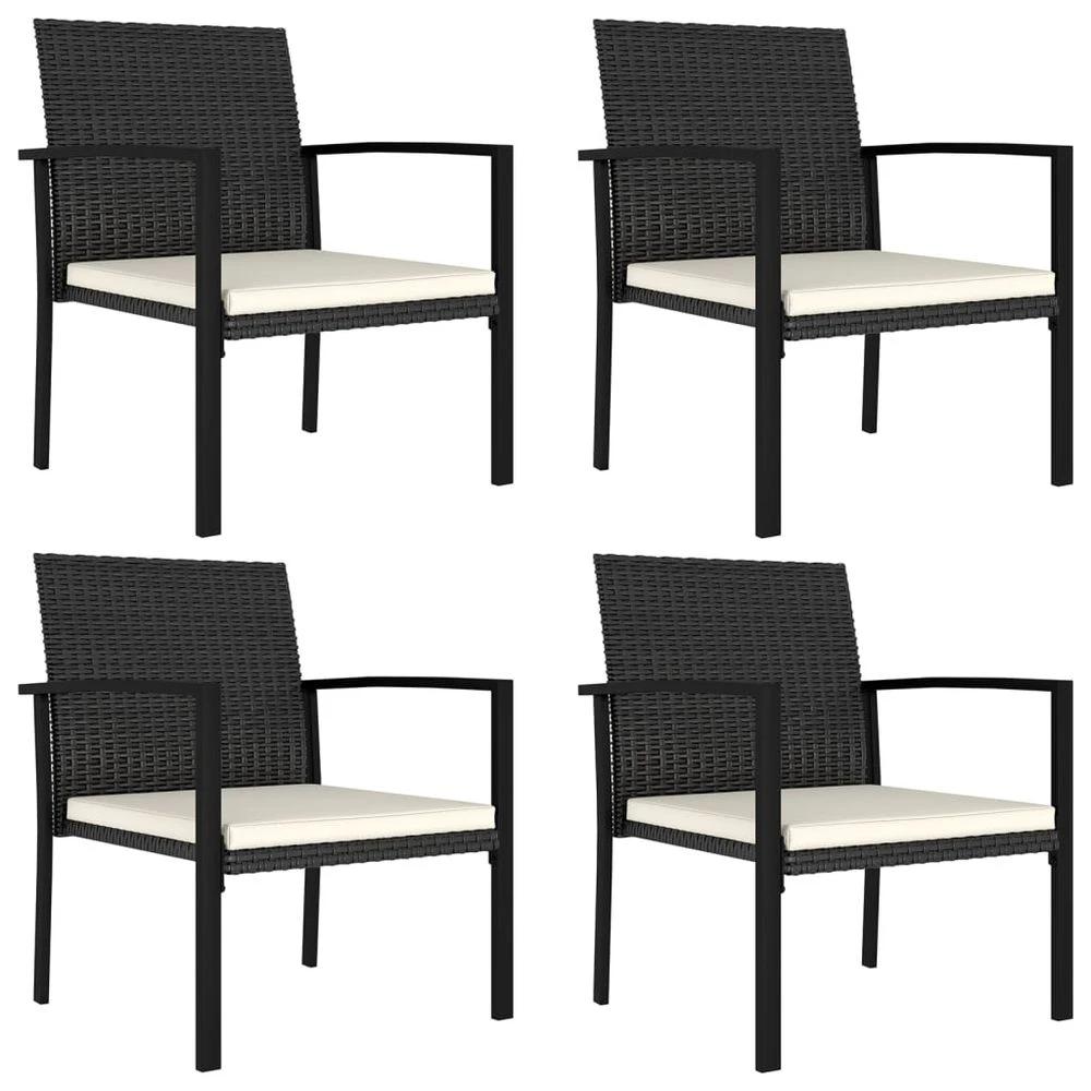Garden Dining Chairs 4 pcs vidaXL Poly Rattan Black by vidaXL