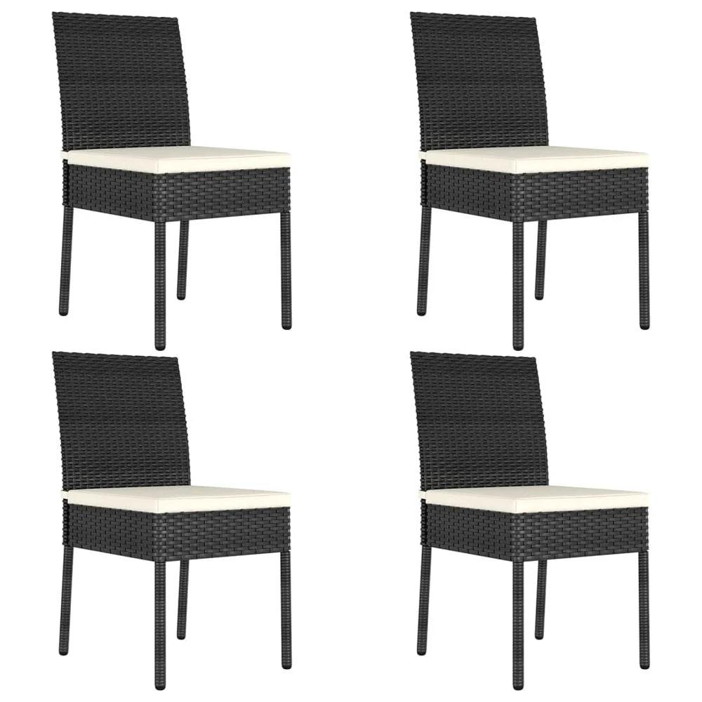 Garden Dining Chairs 4 pcs vidaXL Poly Rattan Black by vidaXL