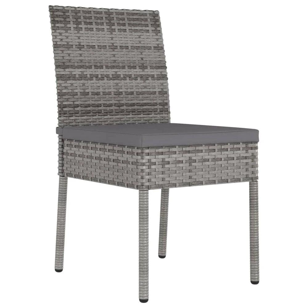 Garden Dining Chairs 4 pcs vidaXL Poly Rattan Grey by vidaXL