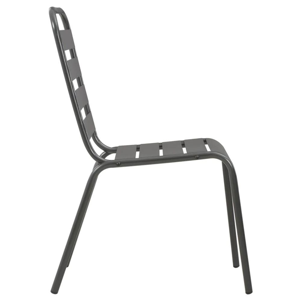 Outdoor Chairs 4 pcs vidaXL Slatted Design Steel Dark Grey by vidaXL