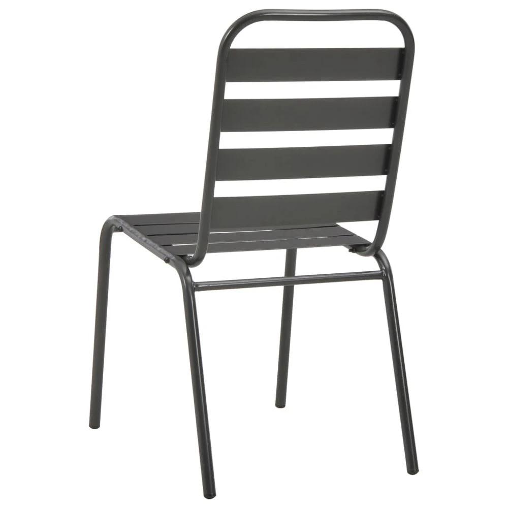 Outdoor Chairs 4 pcs vidaXL Slatted Design Steel Dark Grey by vidaXL