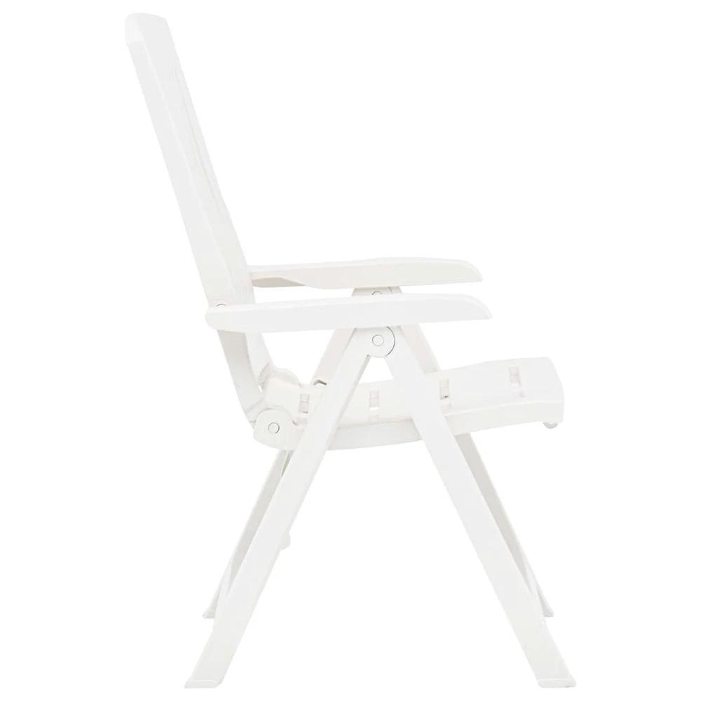 Garden Reclining Chairs 2 pcs vidaXL Plastic White by vidaXL