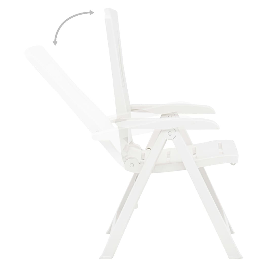 Garden Reclining Chairs 2 pcs vidaXL Plastic White by vidaXL