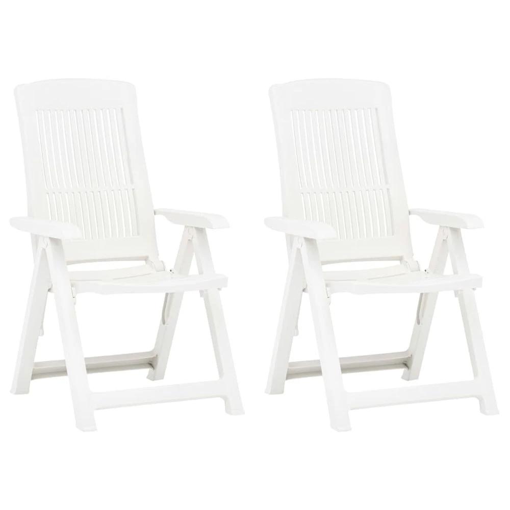 Garden Reclining Chairs 2 pcs vidaXL Plastic White by vidaXL