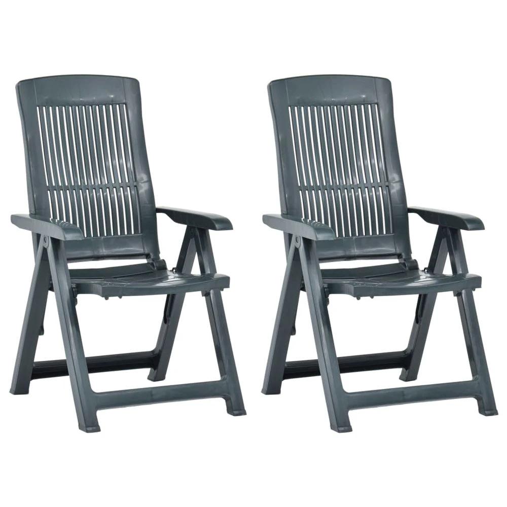 Garden Reclining Chairs 2 pcs vidaXL Plastic White by vidaXL