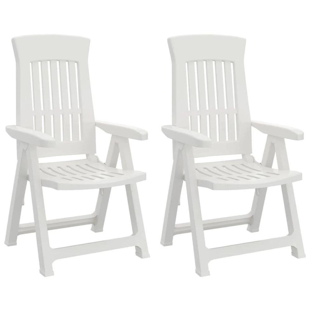 Garden Reclining Chairs 2 pcs vidaXL White PP by vidaXL