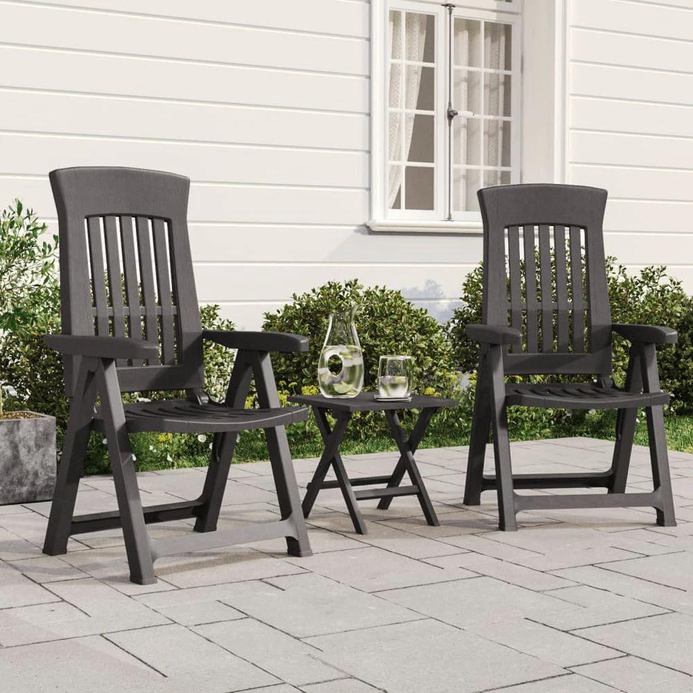 Garden Reclining Chairs 2 pcs vidaXL White PP by vidaXL