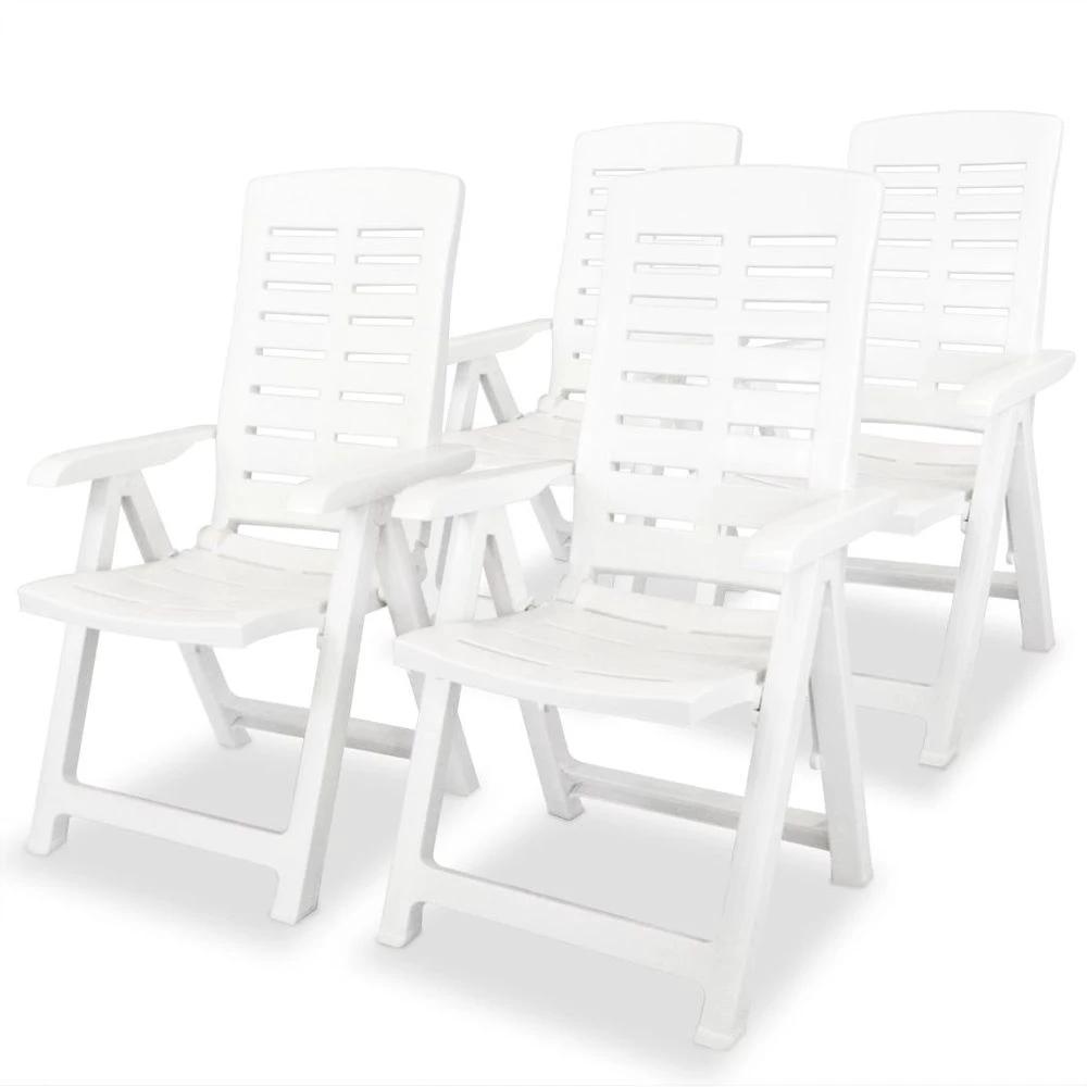 Reclining Garden Chairs 4 pcs vidaXL Plastic White by vidaXL