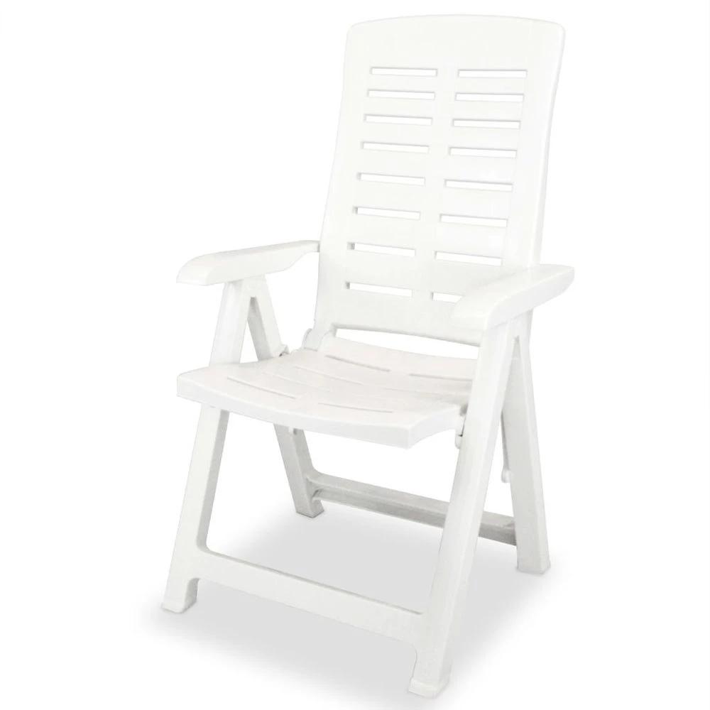 Reclining Garden Chairs 4 pcs vidaXL Plastic White by vidaXL