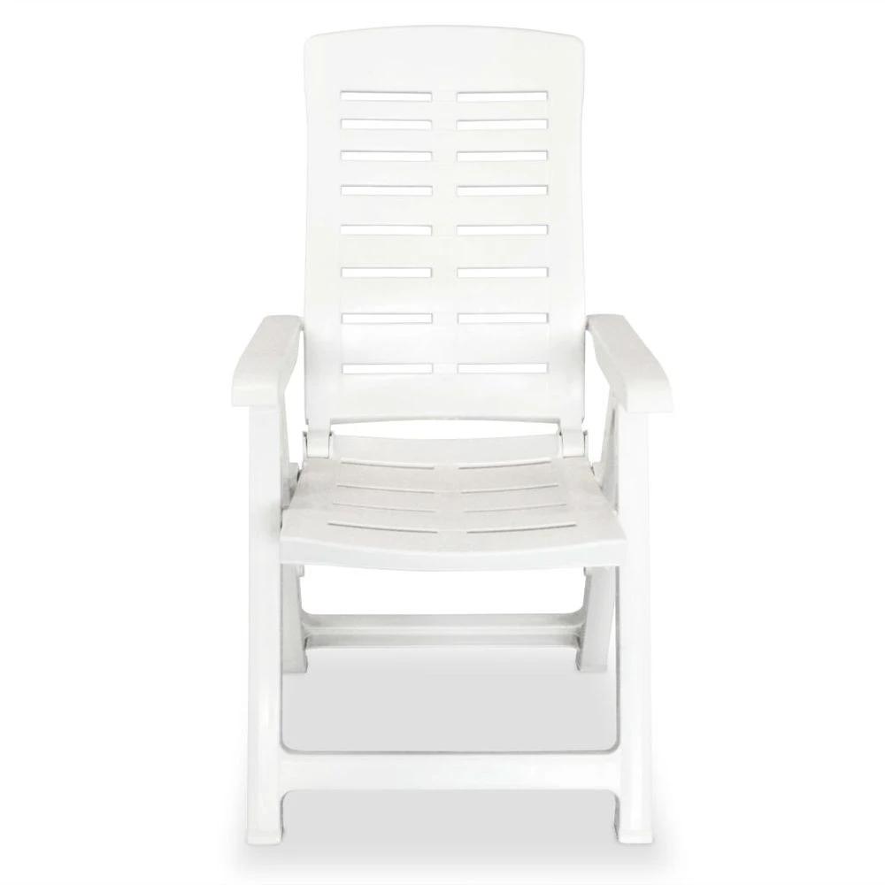 Reclining Garden Chairs 4 pcs vidaXL Plastic White by vidaXL
