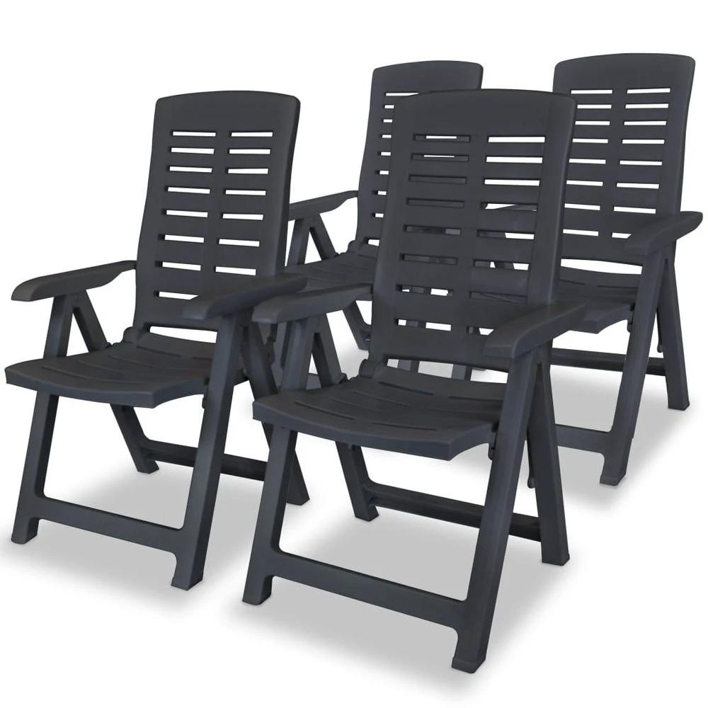Reclining Garden Chairs 4 pcs vidaXL Plastic White by vidaXL