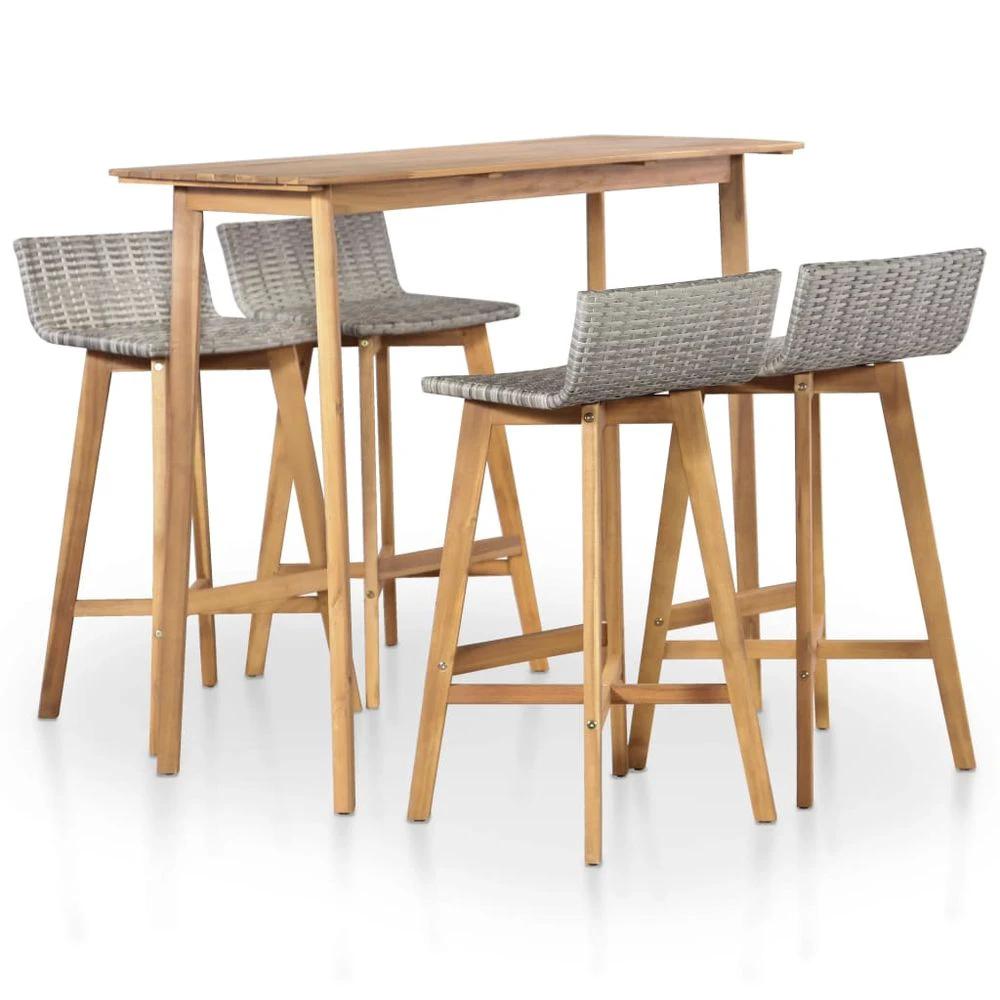 5 Piece vidaXL Outdoor Dining Set Solid Acacia Wood by vidaXL