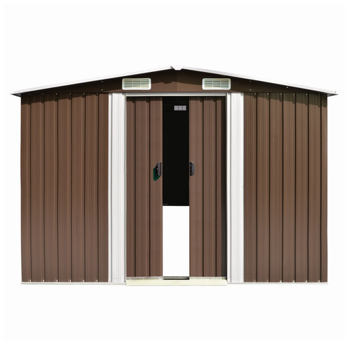 vidaXL Garden Shed Brown 257x990x181 cm Galvanised steel - Garden Shed from vidaXL
