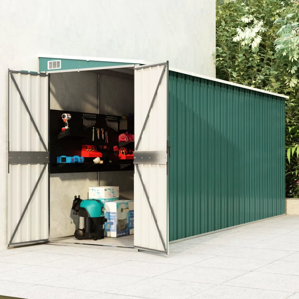 vidaXL vidaXL Wall-mounted Garden Shed Green 118x100x178 cm Galvanised Steel - Garden Shed