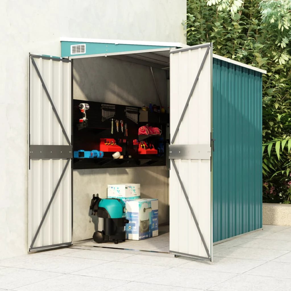 vidaXL Wall-mounted Garden Shed Green 118x100x178 cm Galvanised Steel by vidaXL