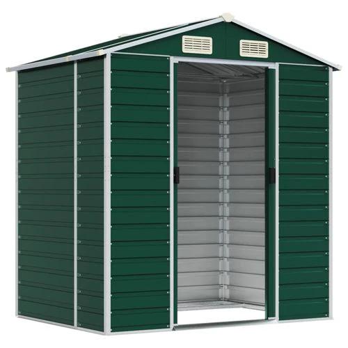 vidaXL Garden Shed Green 191x130x198 cm Galvanised Steel - Garden Shed