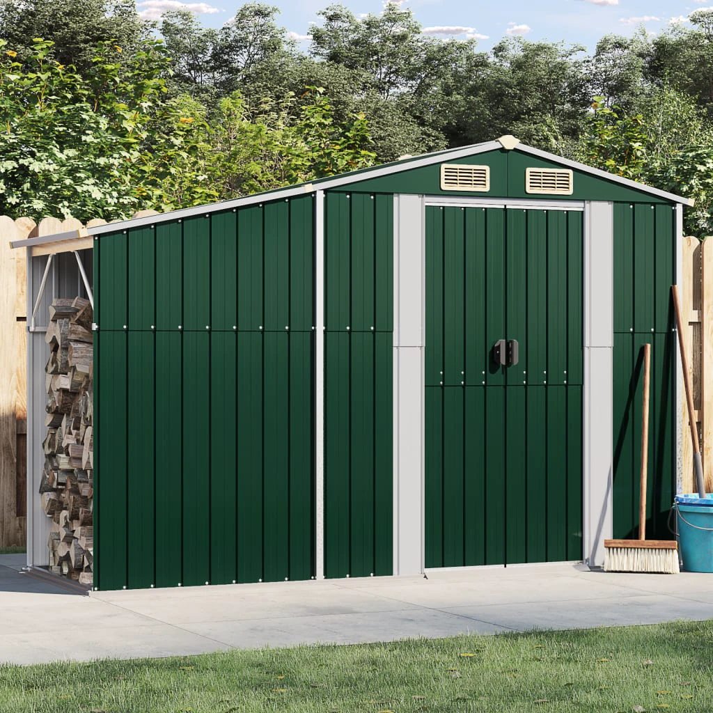 vidaXL Garden Shed Green 277x93x179 cm Galvanised Steel by vidaXL