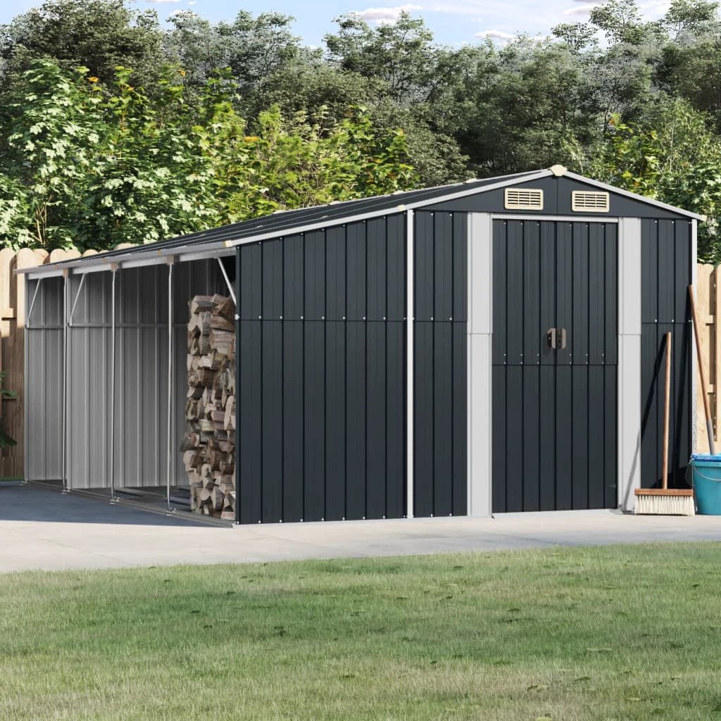 vidaXL vidaXL Garden Shed Green 277x93x179 cm Galvanised Steel - Garden Shed